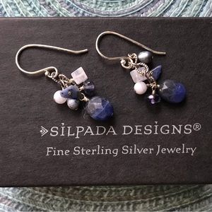Silpada .925 Sterling Silver - made with Sodalite, gray pearls, & chalcedony.